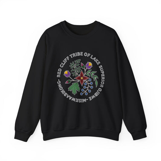 Red Cliff Tribe of Lake Superior Ojibwe Floral Design - Unisex Heavy Blend™ Crewneck Sweatshirt