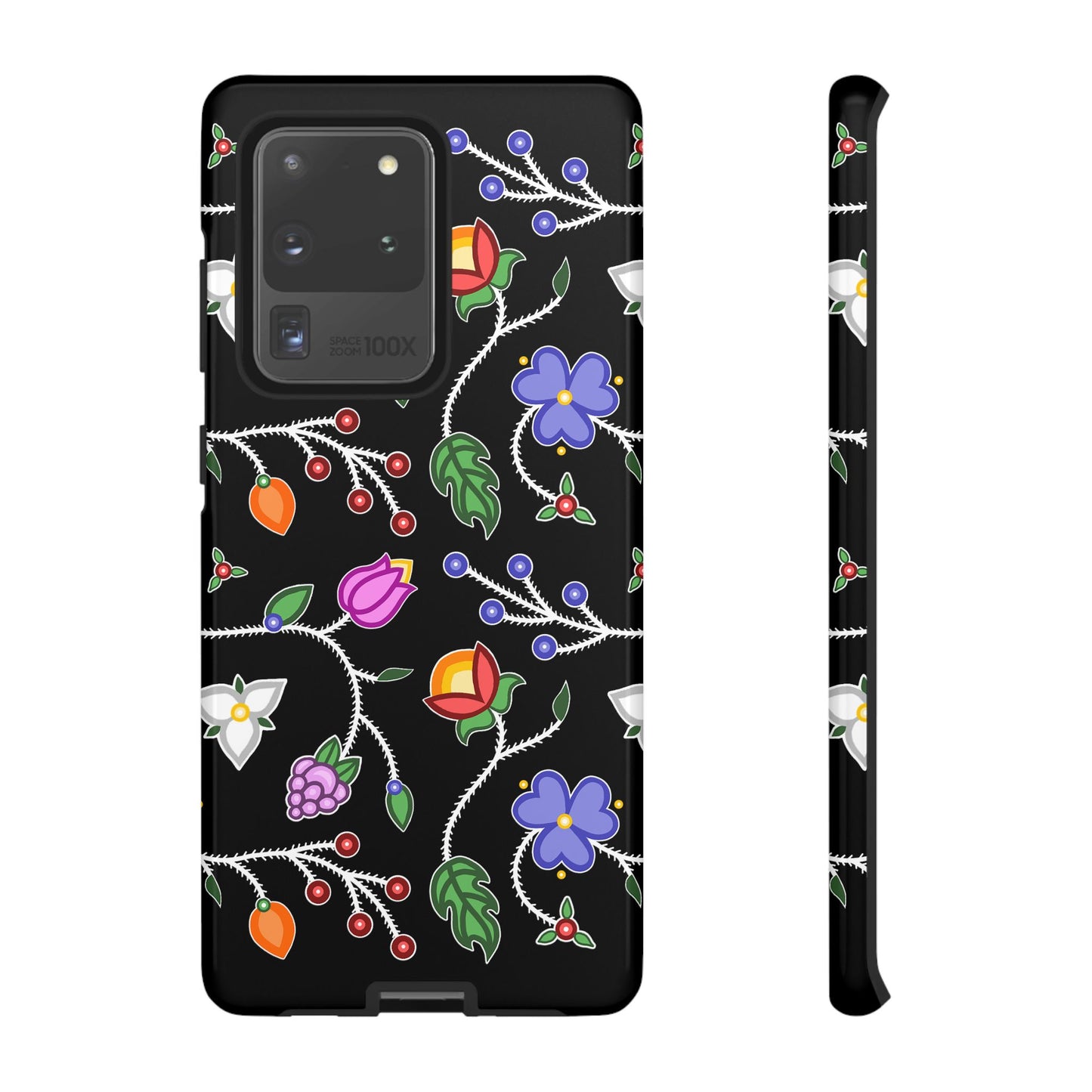 Ojibwe Floral Tough Phone Cases - Black