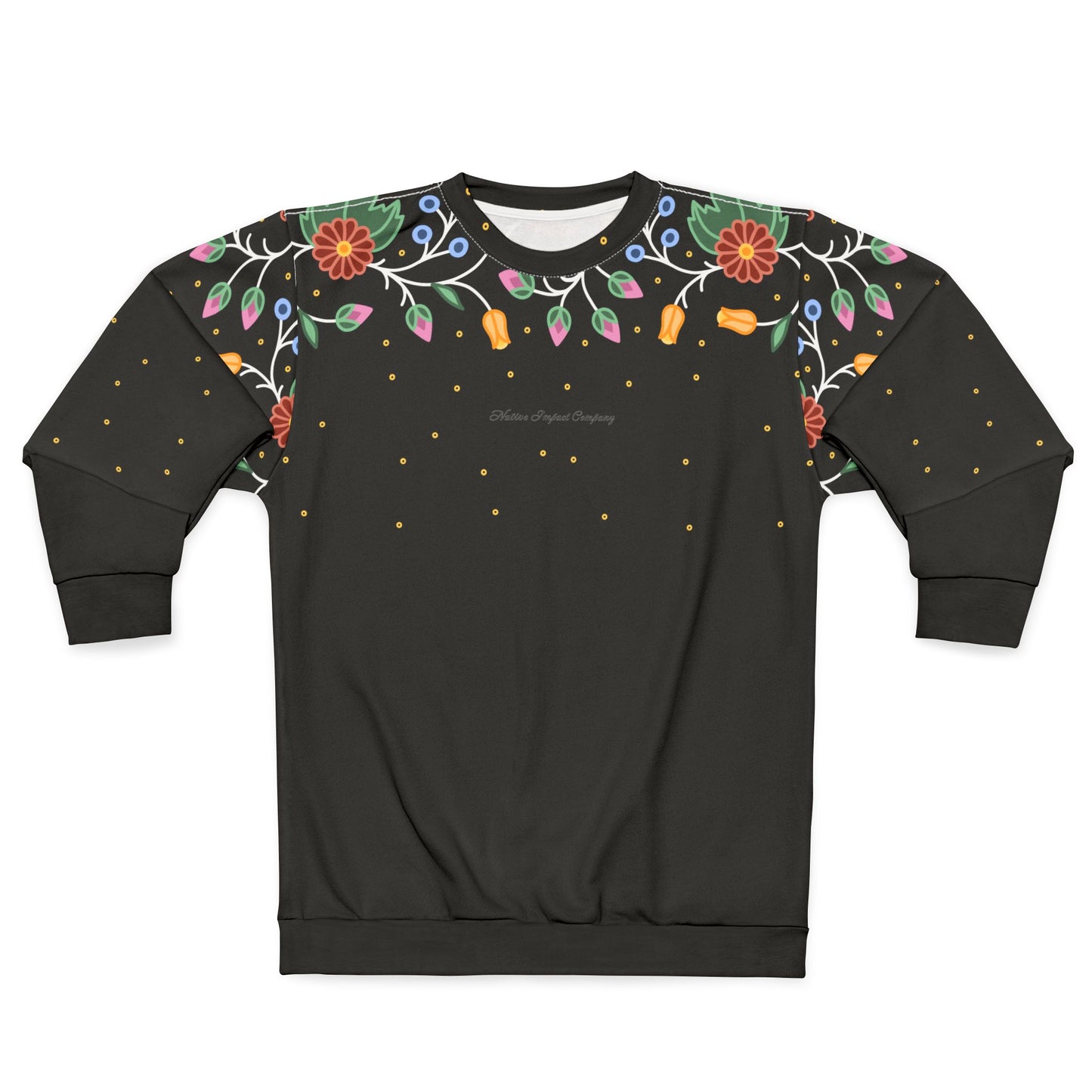 Woodland Floral and Sequins Design - Sleeve and Chest - Unisex Sweatshirt - 3 Color Options