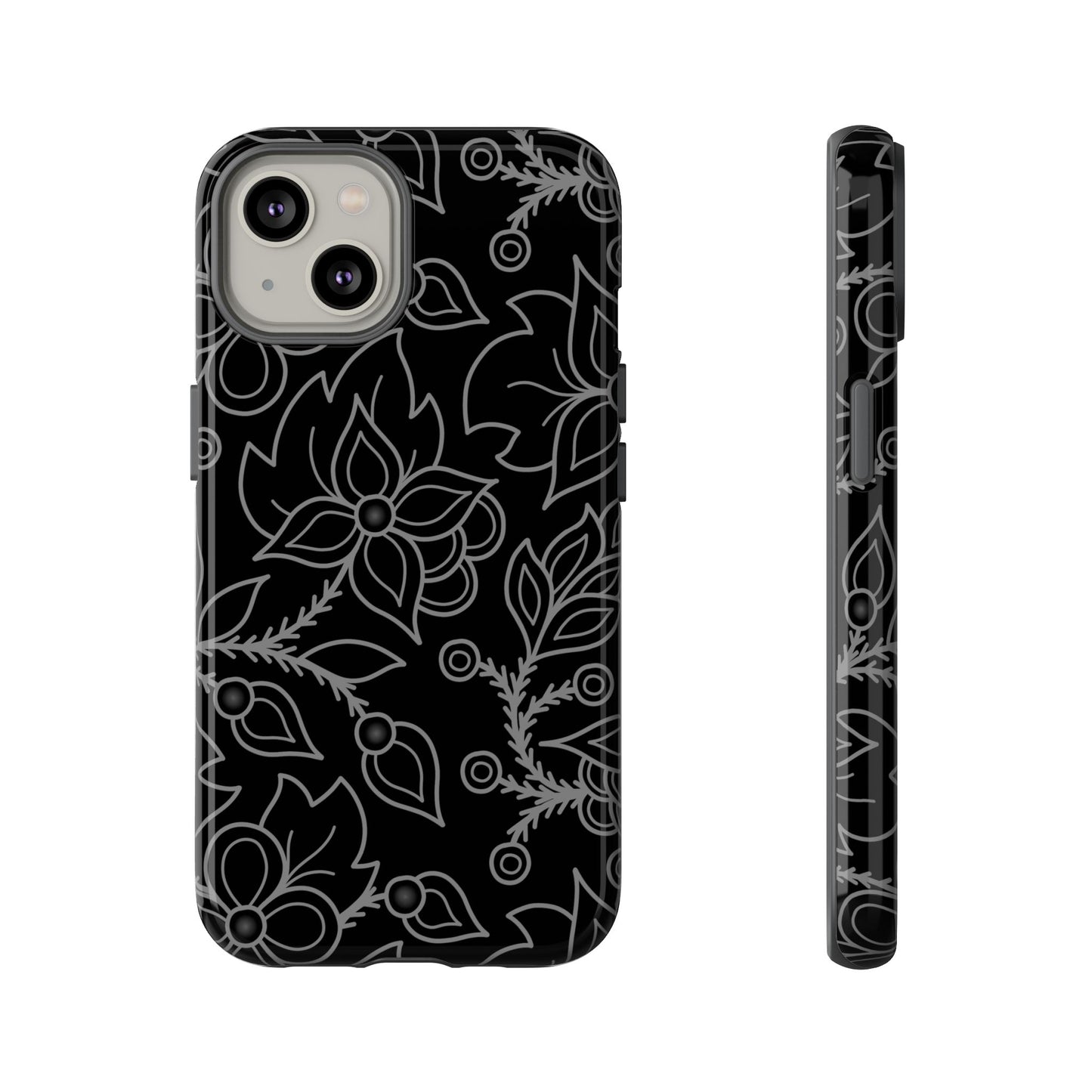 Woodland Ojibwe Floral All-Over-Print Design - Tough Phone Cases - White