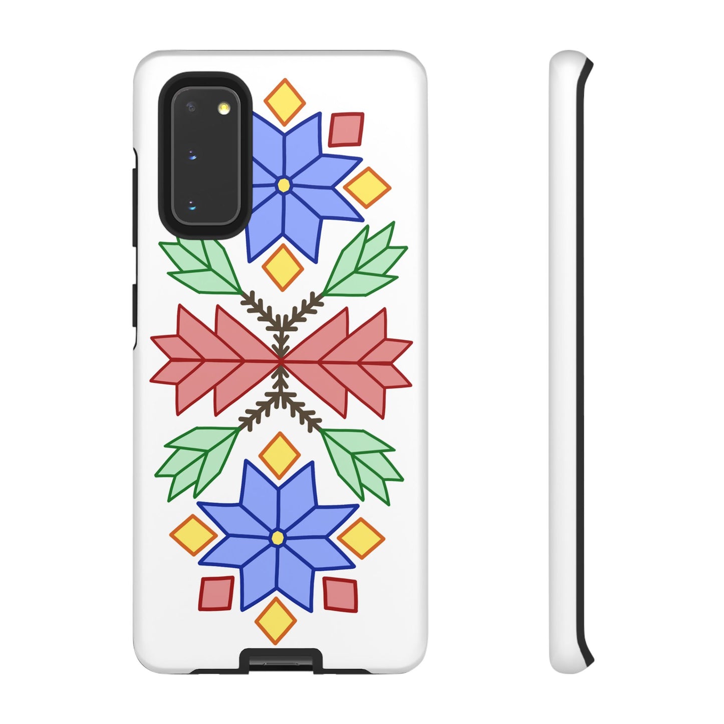 Geometric Ojibwe Floral Tough Phone Cases - White