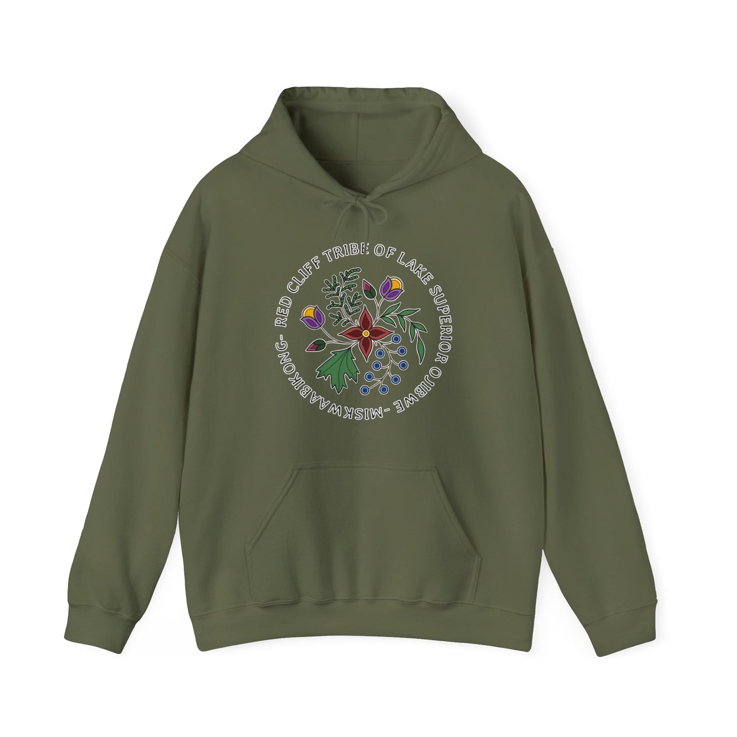 Red Cliff Tribe of Lake Superior Ojibwe Floral Design - Unisex Heavy Blend™ Hooded Sweatshirt