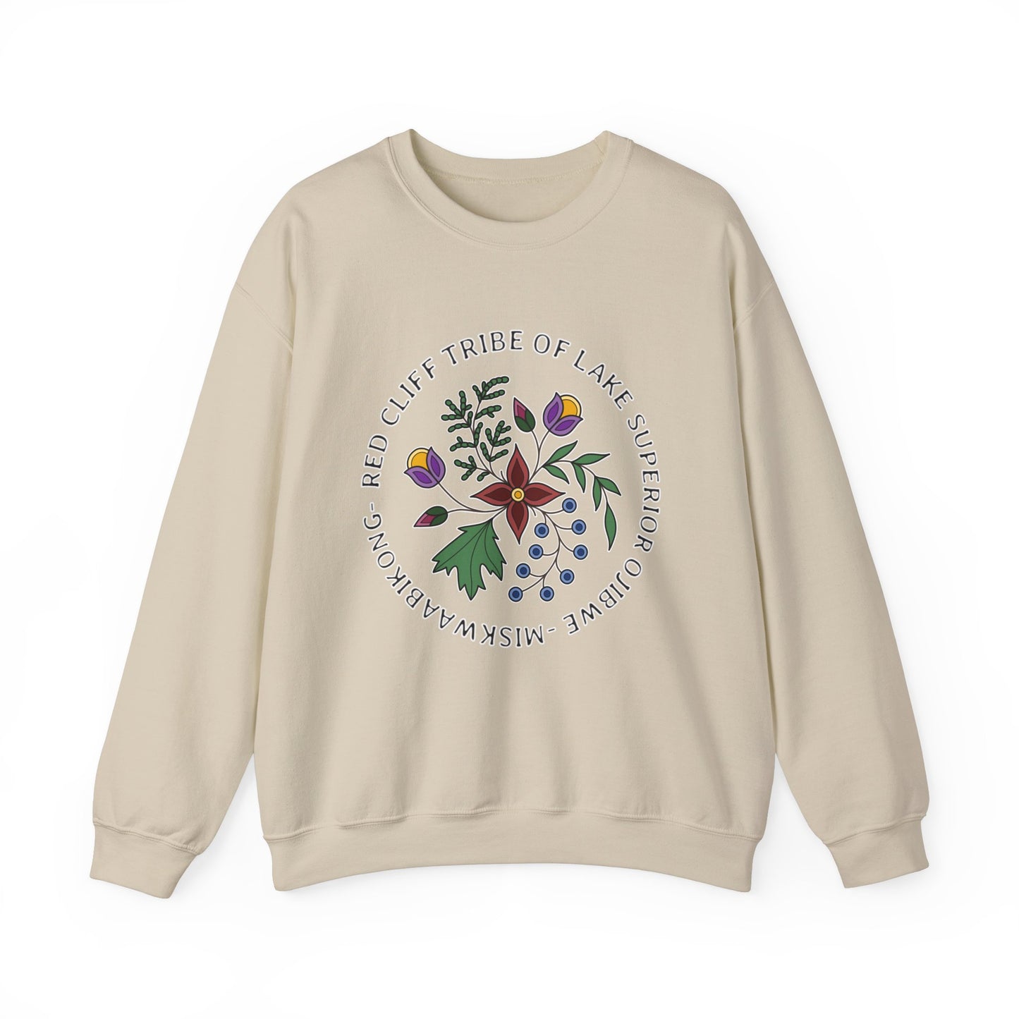 Red Cliff Tribe of Lake Superior Ojibwe Floral Design - Unisex Heavy Blend™ Crewneck Sweatshirt