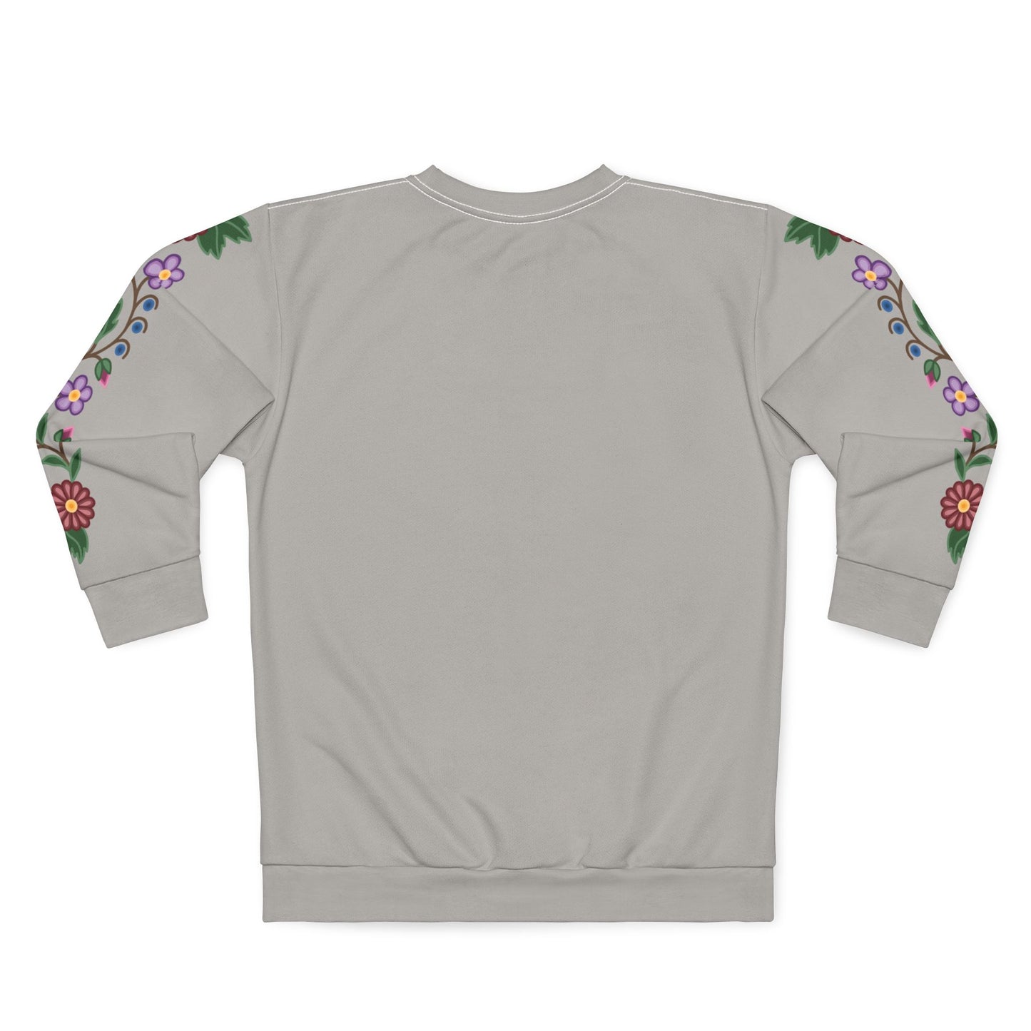 Woodland Ojibwe Floral  Sleeve Design - Unisex Sweatshirt - Light Gray