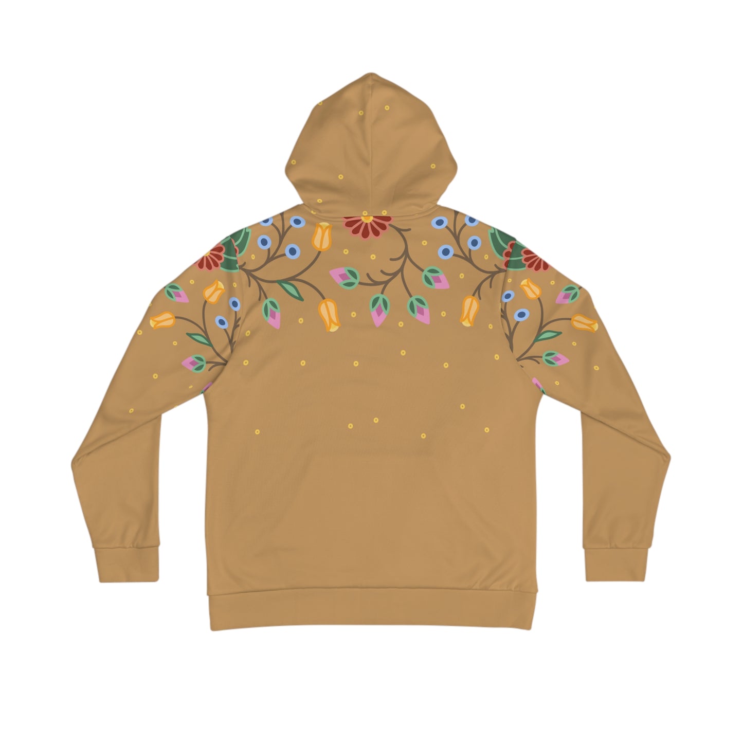 Traditional Style Ojibwe Florals & Sequins - All-Over-Print Hoodie - Gold Tan