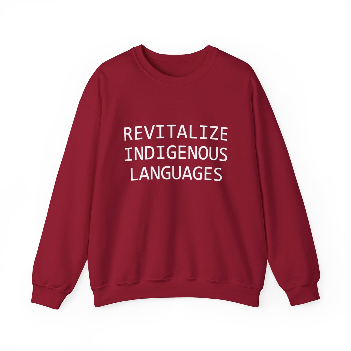 Revitalize Indigenous Languages Text Design - Unisex Gildan Heavy Blend™ Crewneck Sweatshirt