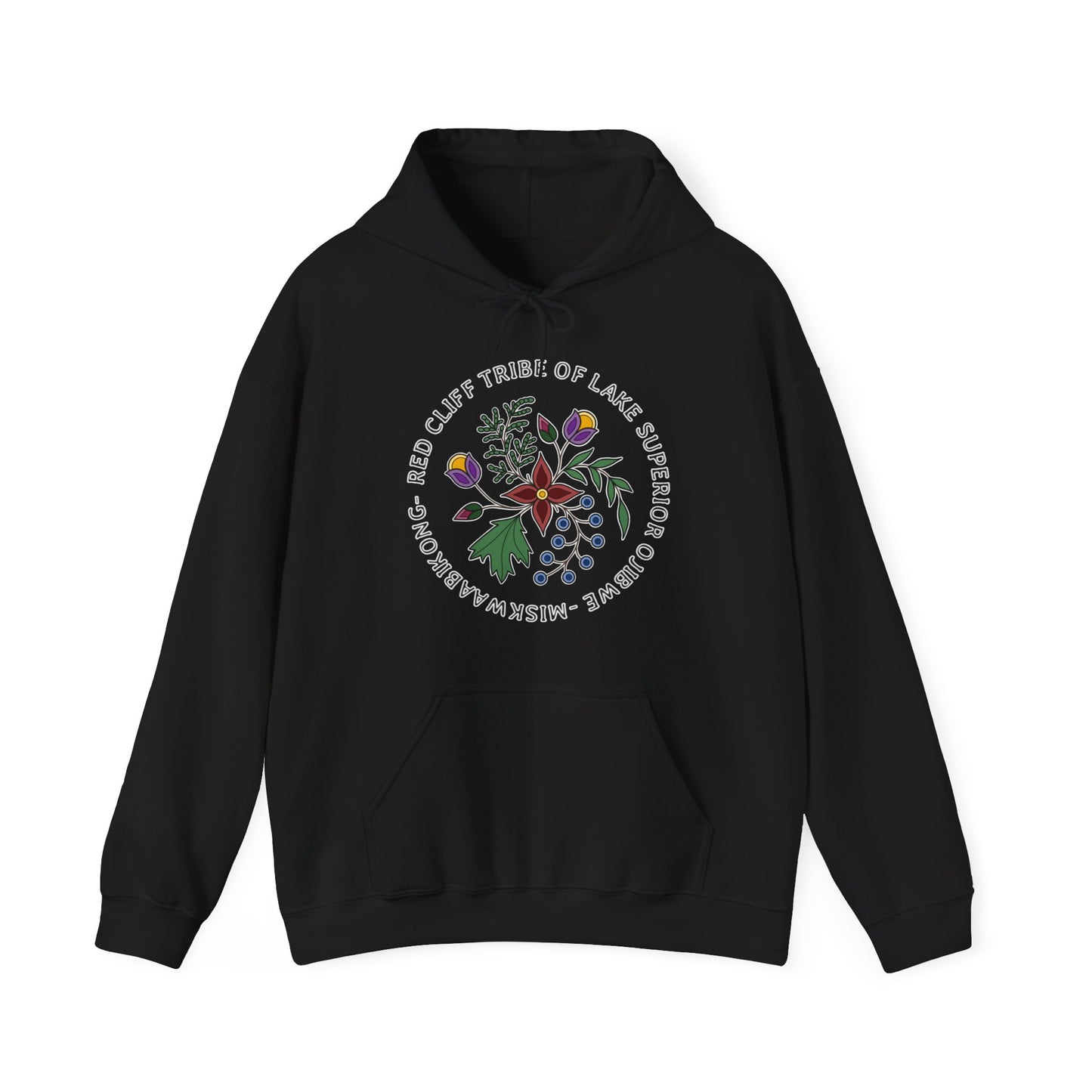 Red Cliff Tribe of Lake Superior Ojibwe Floral Design - Unisex Heavy Blend™ Hooded Sweatshirt