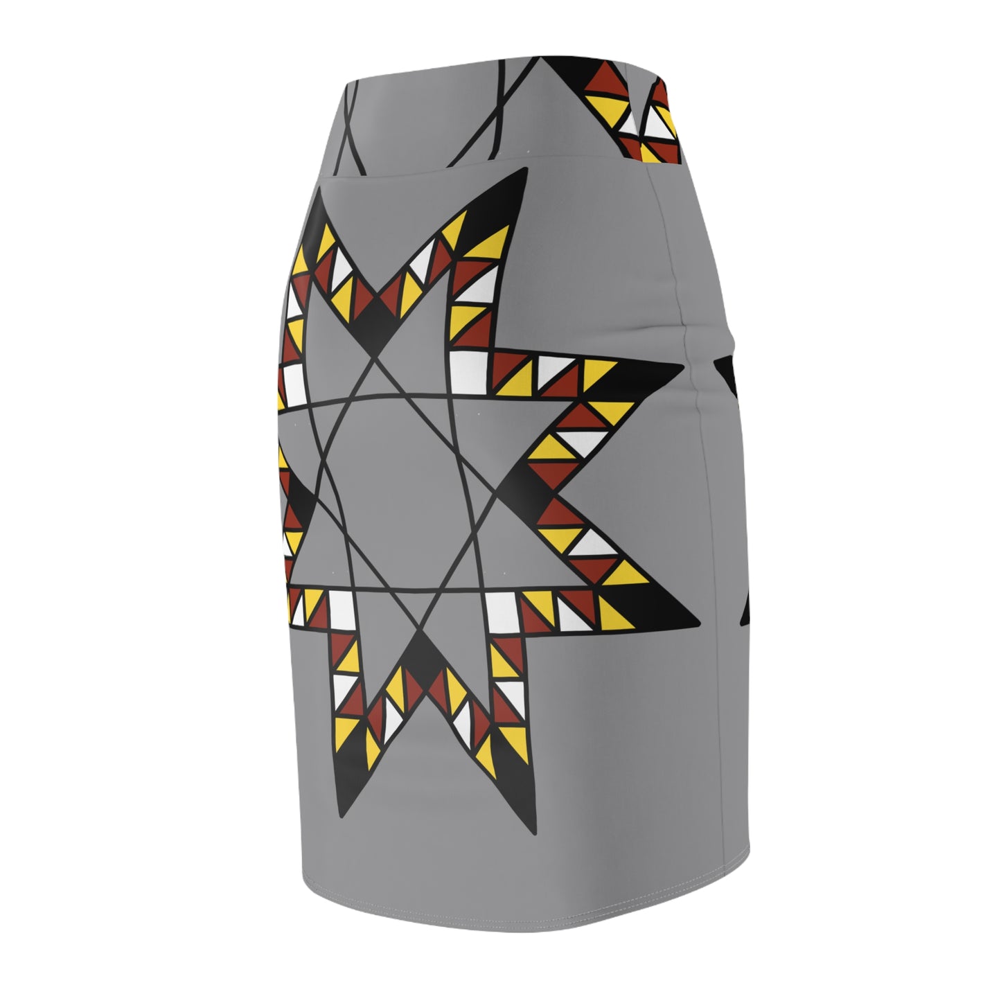 Star Quilt Design With Fire Colors - Women's Pencil Skirt - Gray