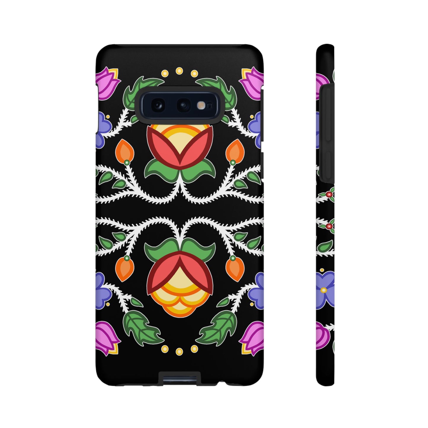 Tulip Design - Ojibwe Floral Tough Phone Cases - Black