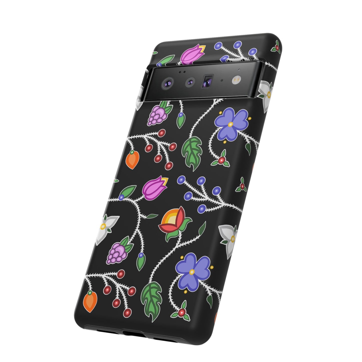 Ojibwe Floral Tough Phone Cases - Black