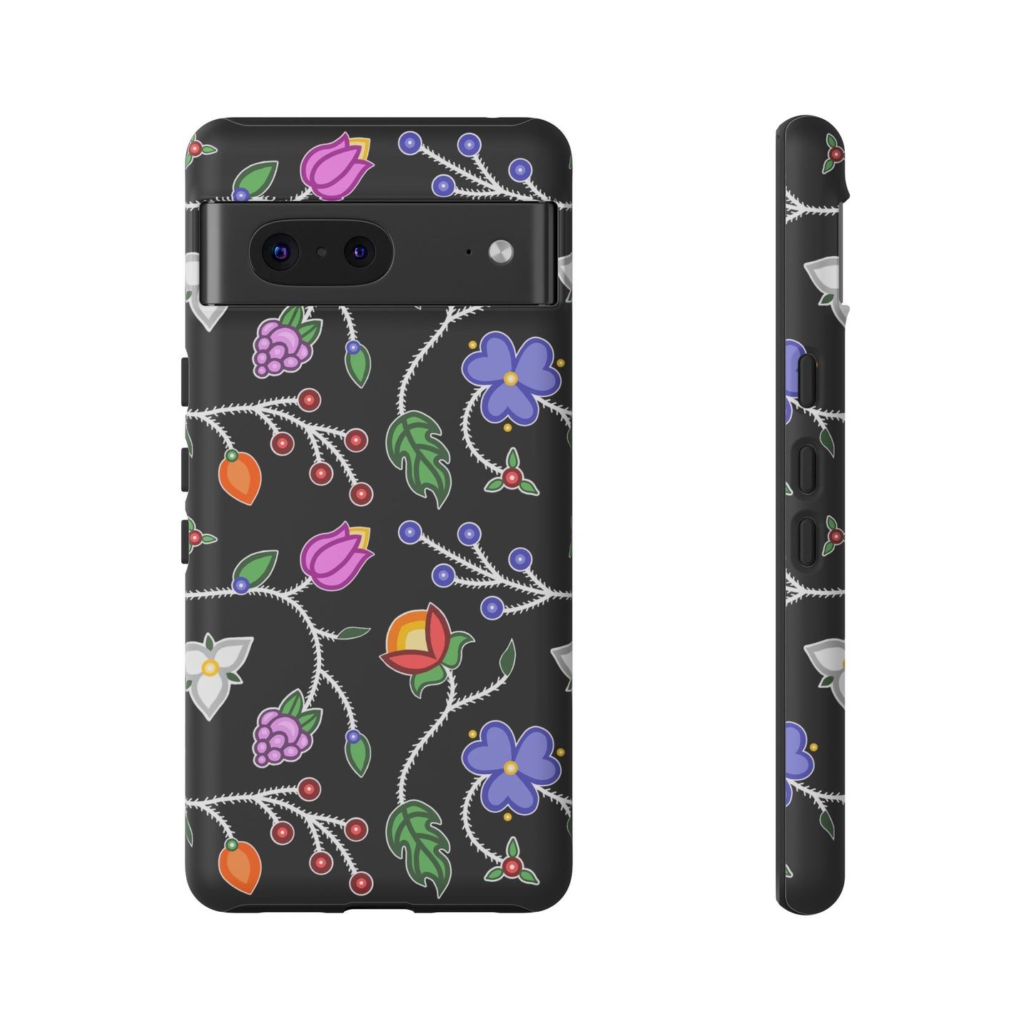 Ojibwe Floral Tough Phone Cases - Black