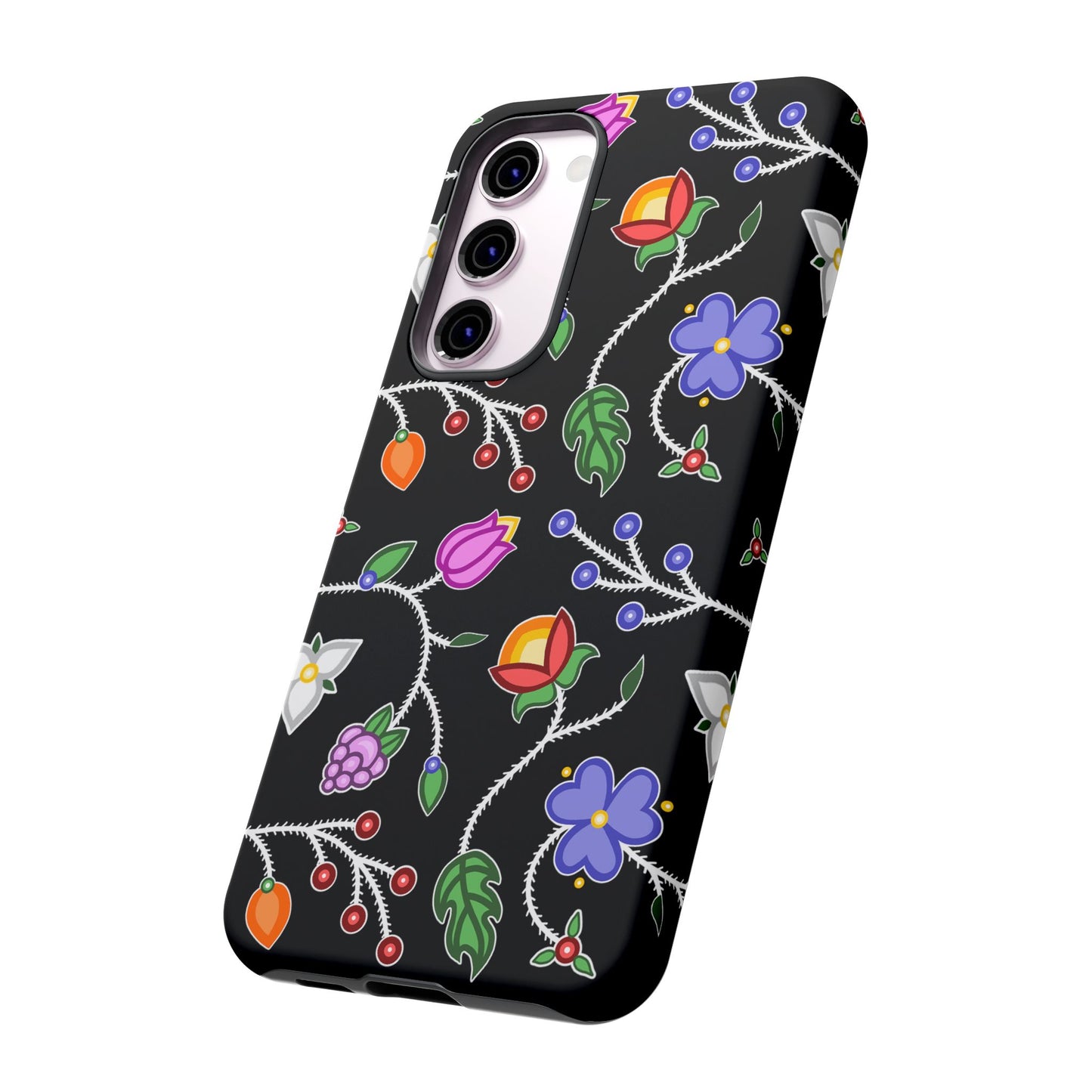 Ojibwe Floral Tough Phone Cases - Black