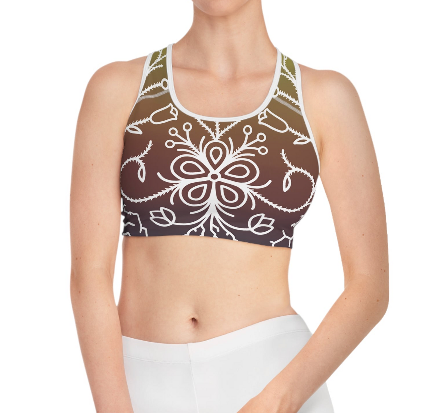 Sunset Design Ojibwe Florals - Sports Bra