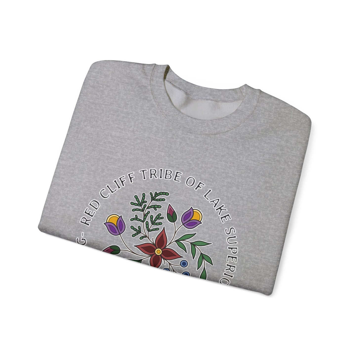 Red Cliff Tribe of Lake Superior Ojibwe Floral Design - Unisex Heavy Blend™ Crewneck Sweatshirt