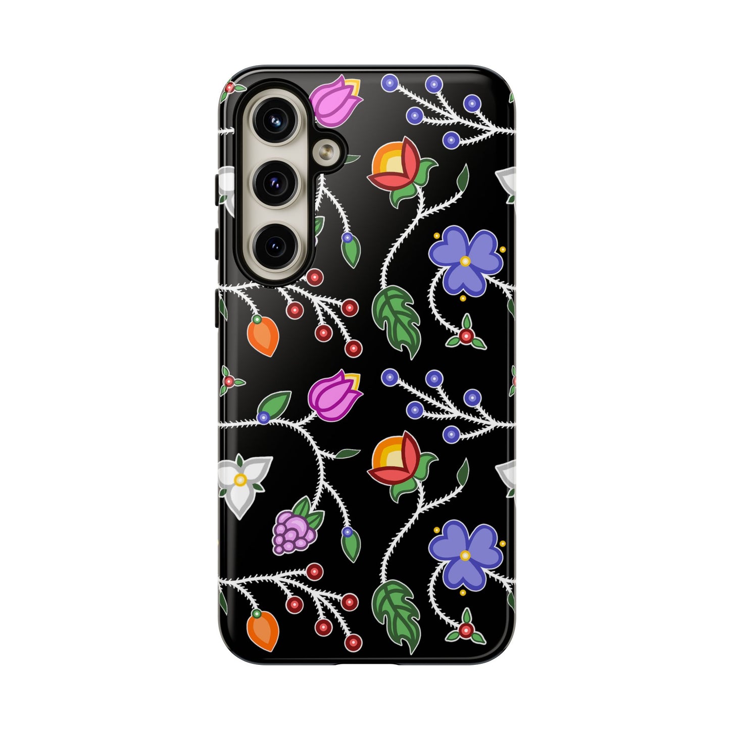 Ojibwe Floral Tough Phone Cases - Black