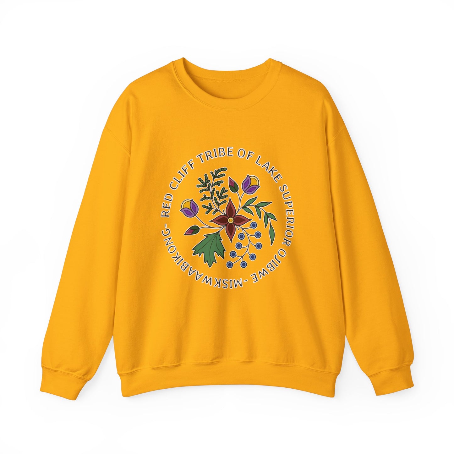 Red Cliff Tribe of Lake Superior Ojibwe Floral Design - Unisex Heavy Blend™ Crewneck Sweatshirt