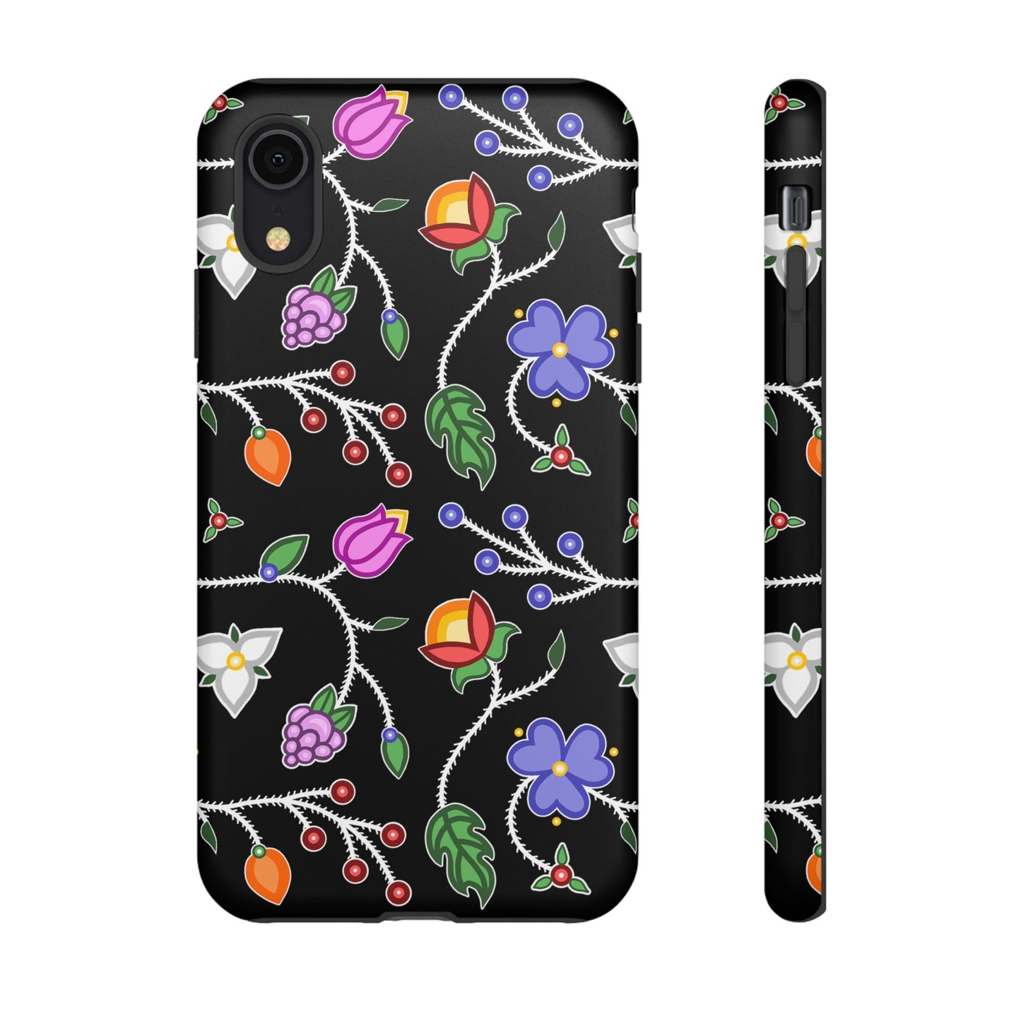 Ojibwe Floral Tough Phone Cases - Black