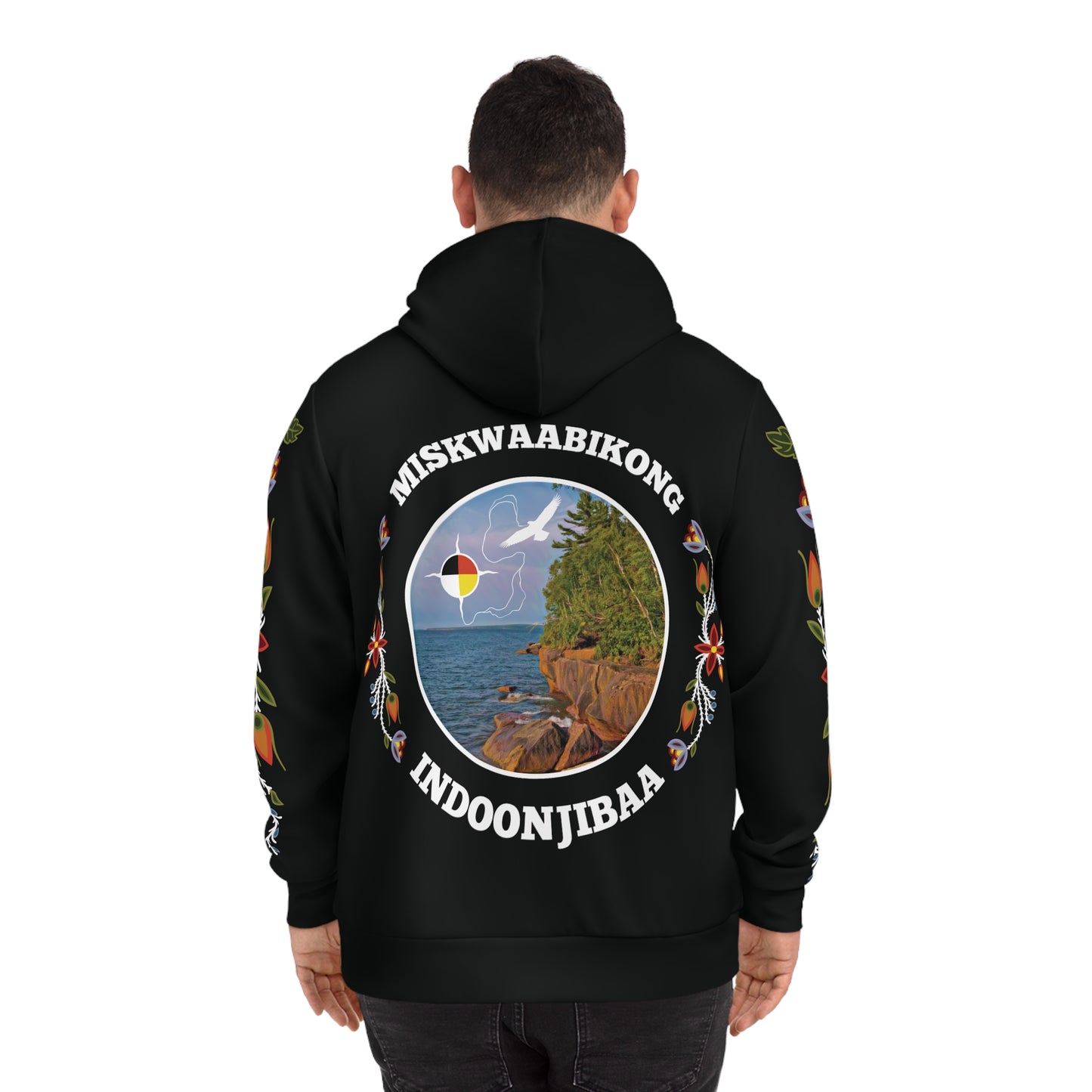 Red Cliff Shoreline & Ojibwe Florals Hoodie - Unisex