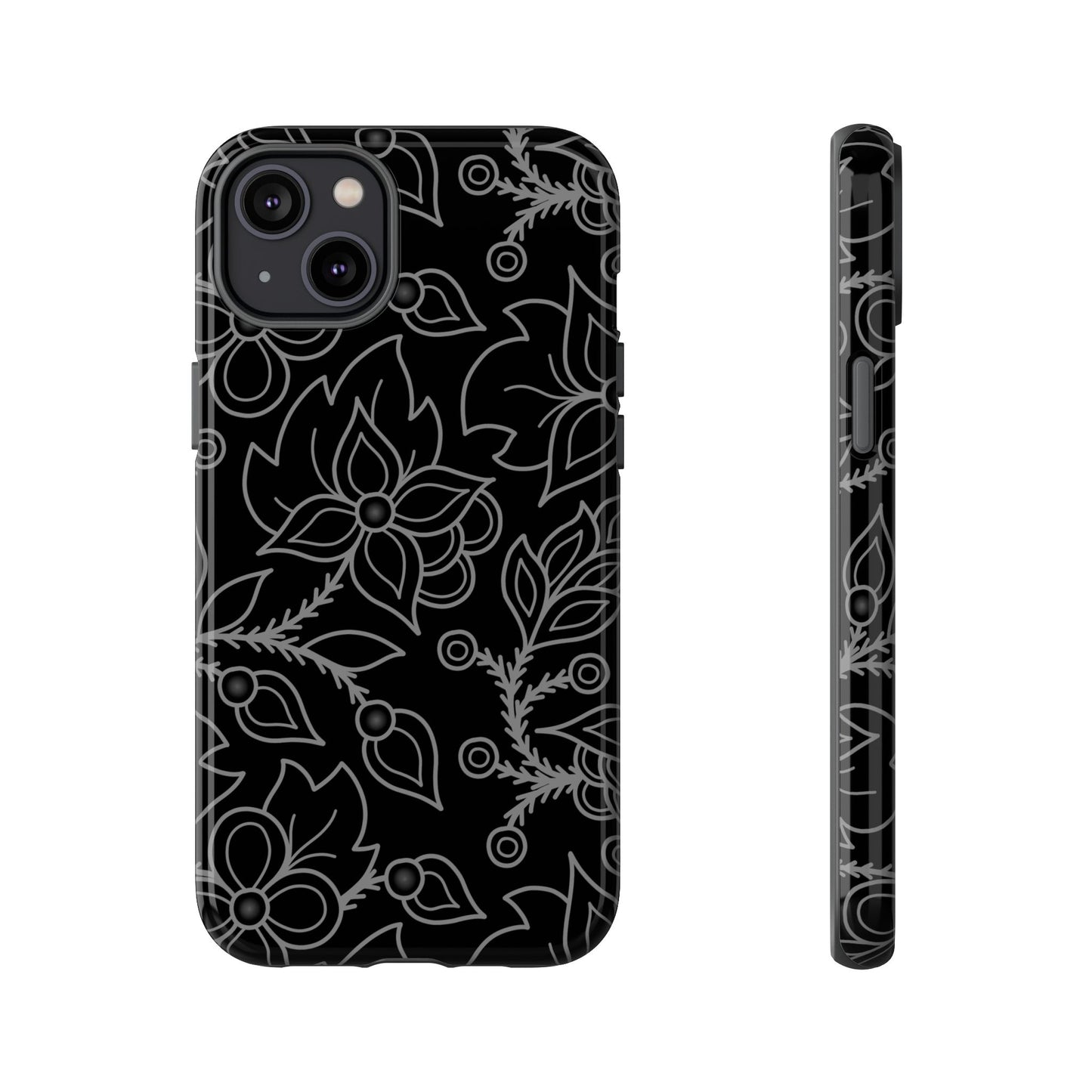 Woodland Ojibwe Floral All-Over-Print Design - Tough Phone Cases - White