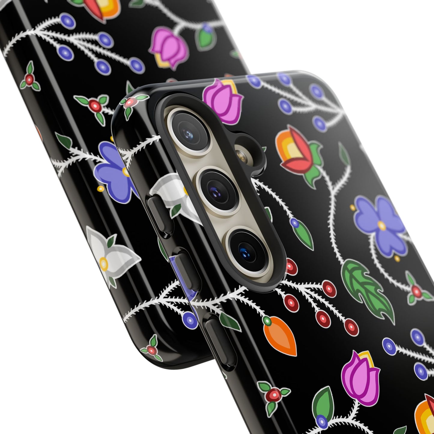 Ojibwe Floral Tough Phone Cases - Black