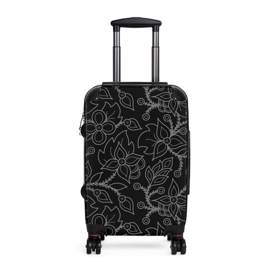 Woodland Ojibwe Floral Suitcase - Black All-Over-Print