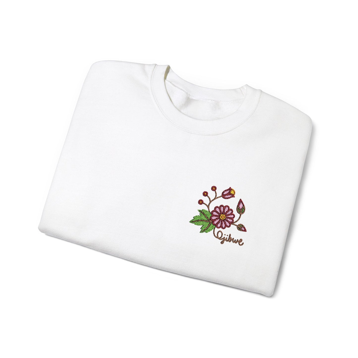 Ojibwe Pride Woodland Floral Embroidery Design - Unisex Gildan Heavy Blend™ Crewneck Sweatshirt