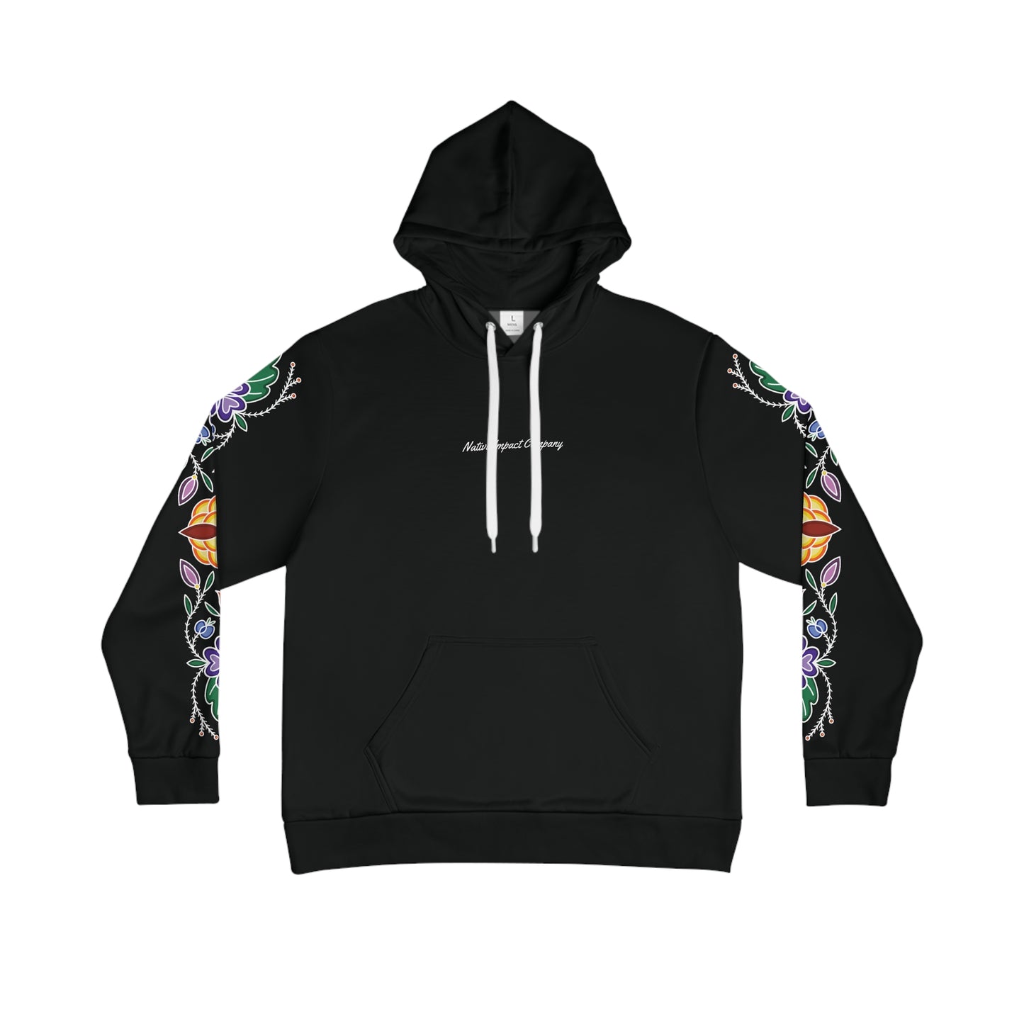 Niibin (Summer) Inspired Ojibwe Floral Sleeve Design - Black Unisex Hoodie