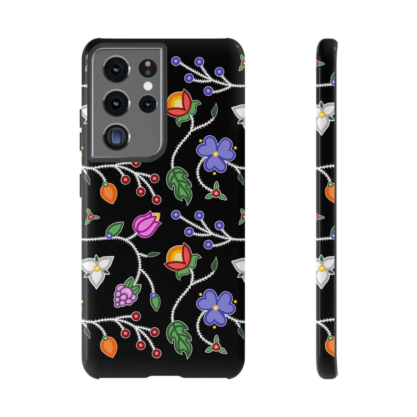 Ojibwe Floral Tough Phone Cases - Black