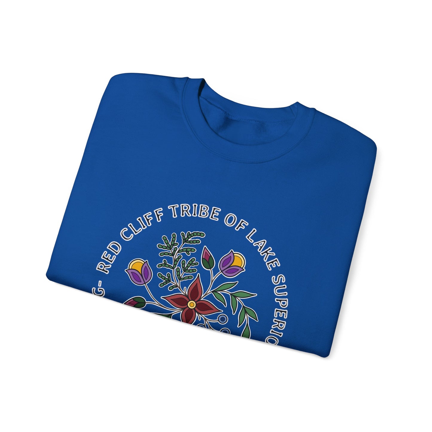 Red Cliff Tribe of Lake Superior Ojibwe Floral Design - Unisex Heavy Blend™ Crewneck Sweatshirt