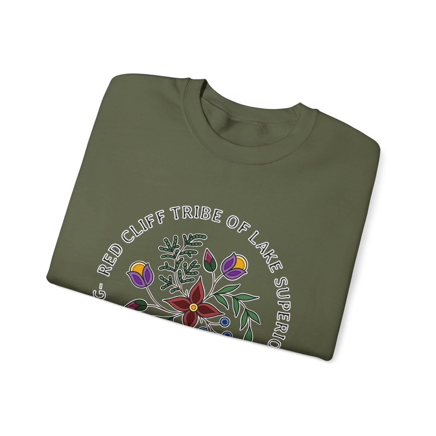 Red Cliff Tribe of Lake Superior Ojibwe Floral Design - Unisex Heavy Blend™ Crewneck Sweatshirt