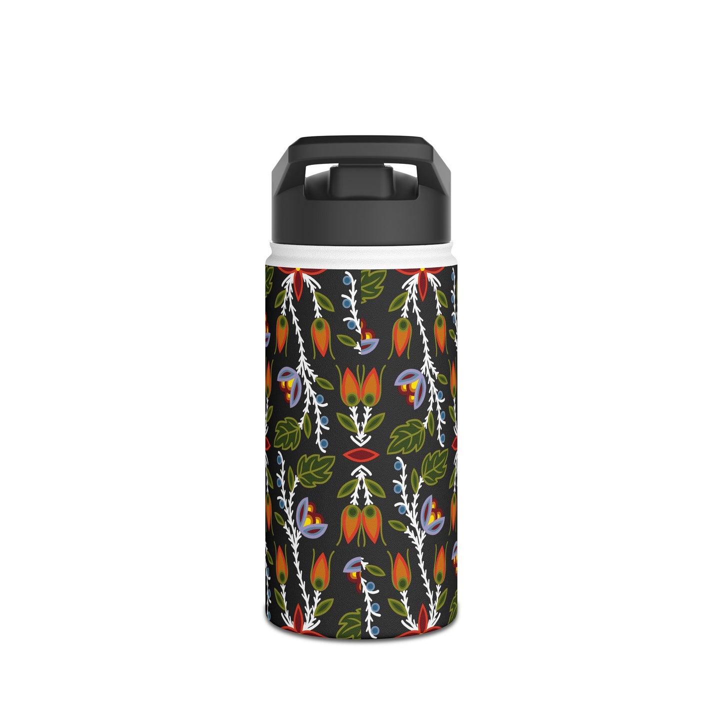 Ojibwe Floral Design - Stainless Steel Water Bottle, Standard Lid