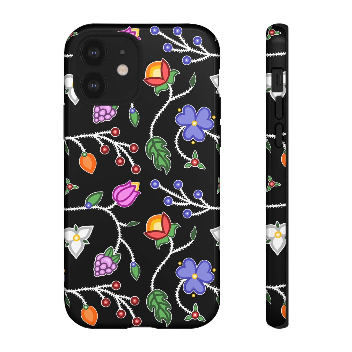 Ojibwe Floral Tough Phone Cases - Black