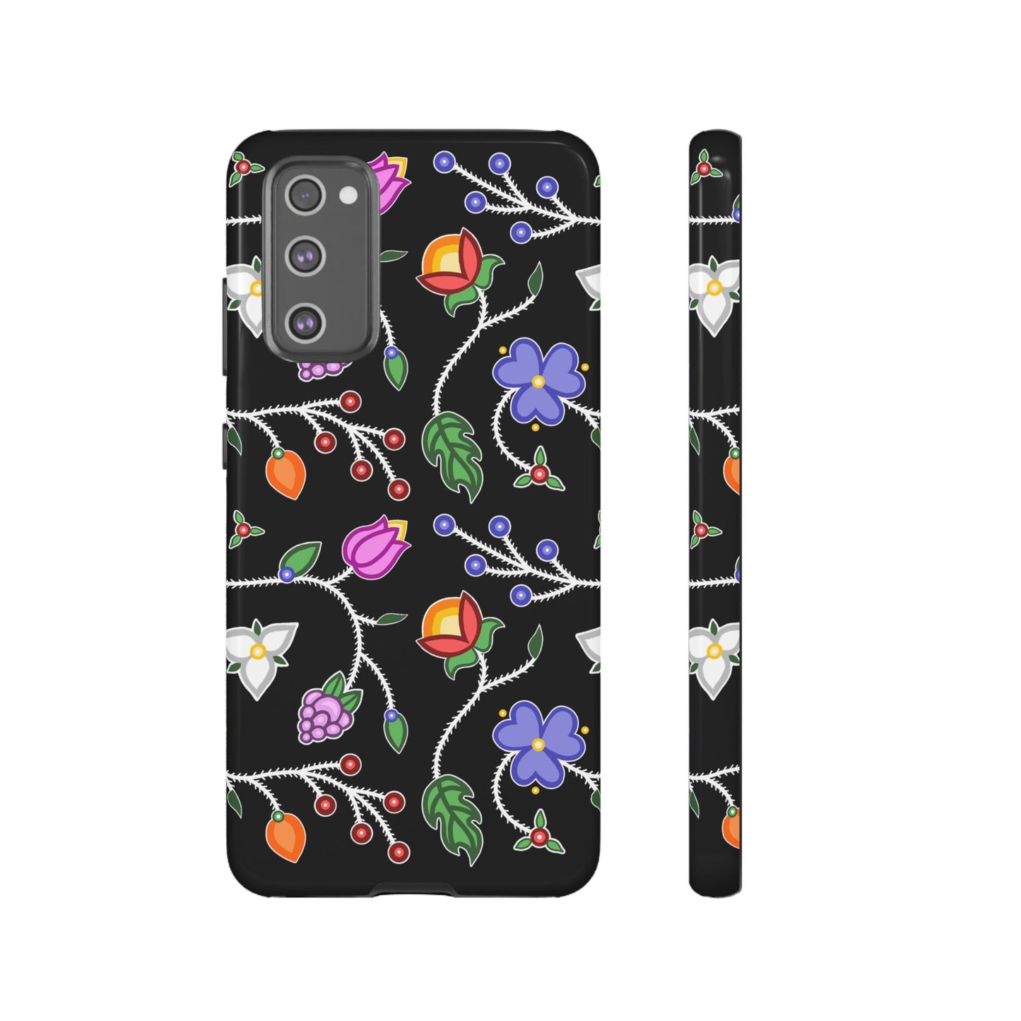 Ojibwe Floral Tough Phone Cases - Black