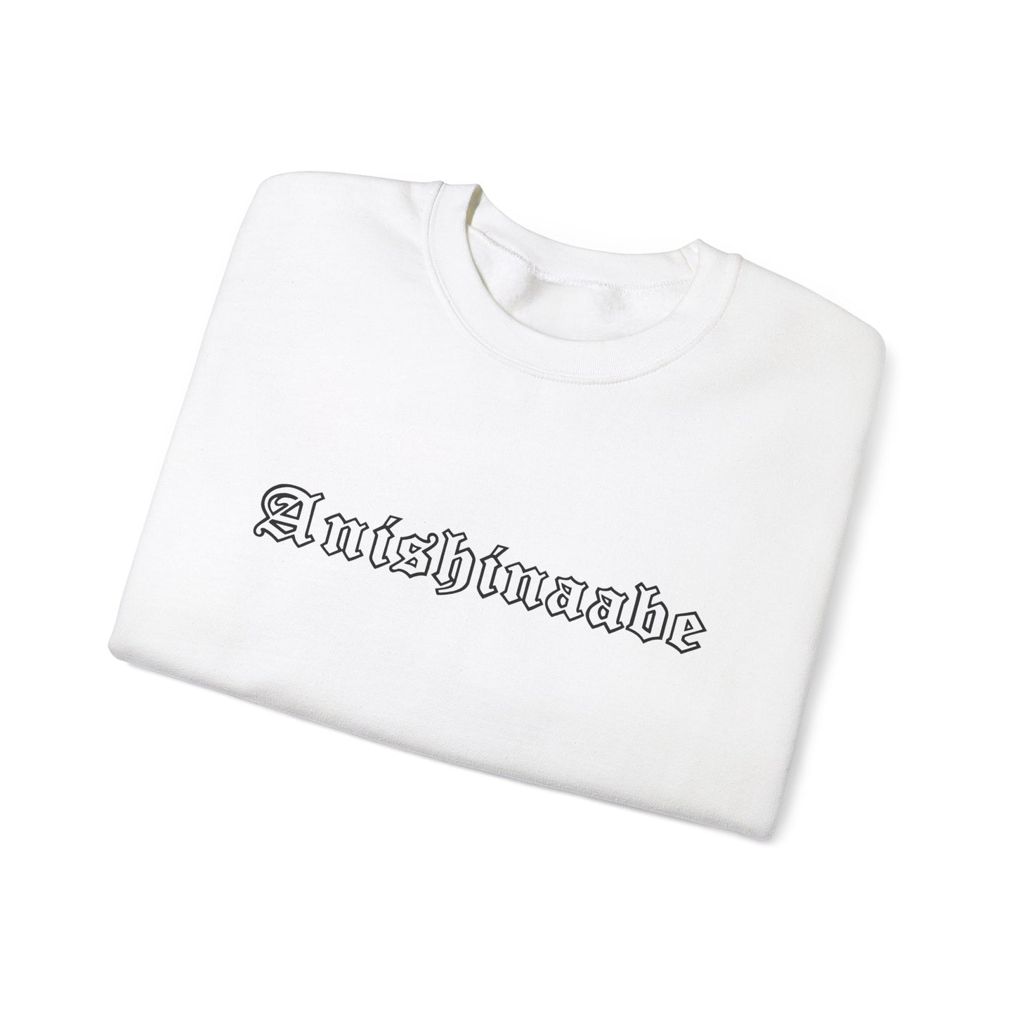 Anishinaabe Old English Text Design - Unisex Gildan Heavy Blend™ Crewneck Sweatshirt