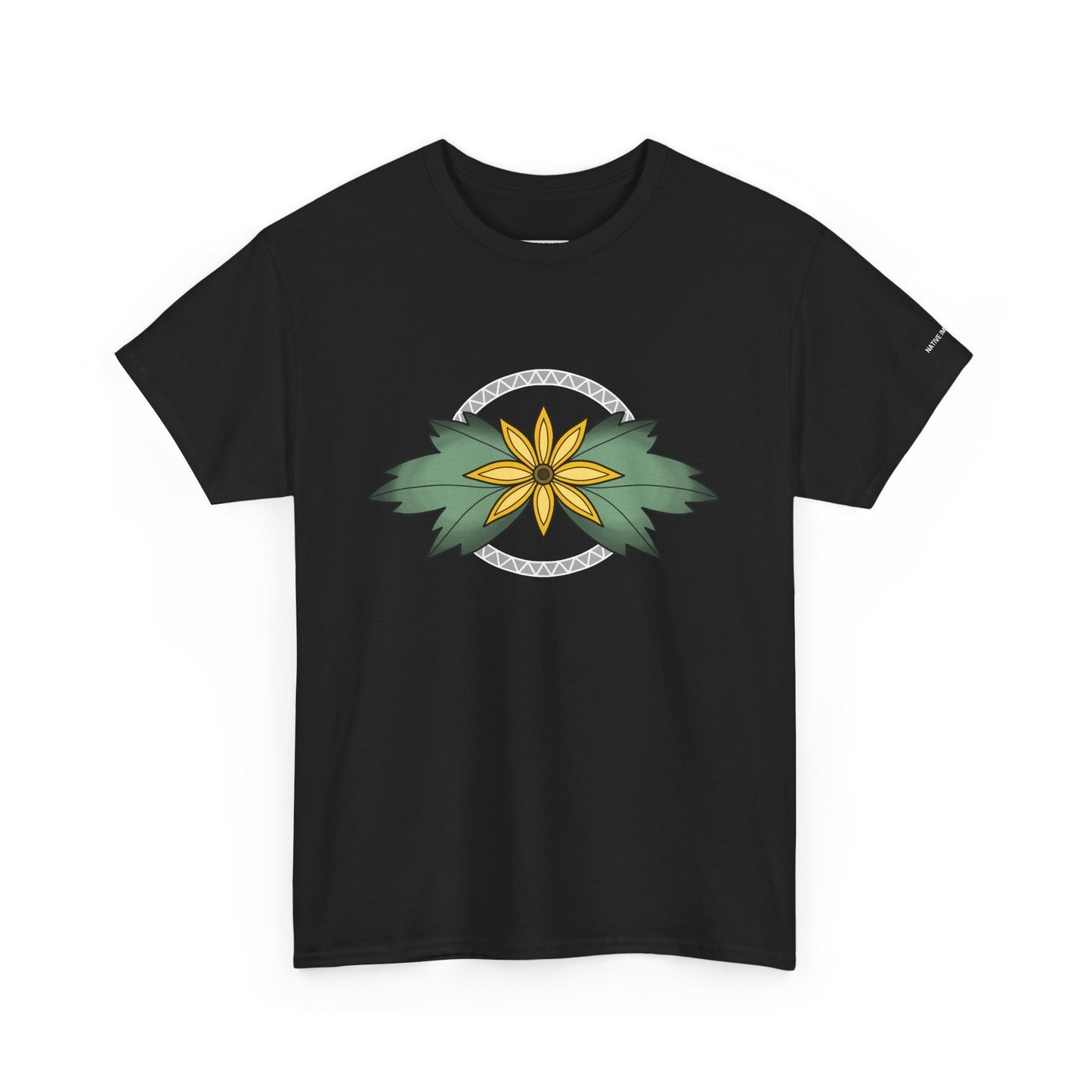 Ojibwe Floral Sunflower Chest Design - Unisex Gildan Heavy Cotton Tee