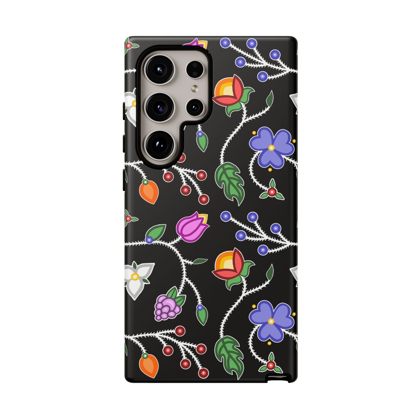 Ojibwe Floral Tough Phone Cases - Black