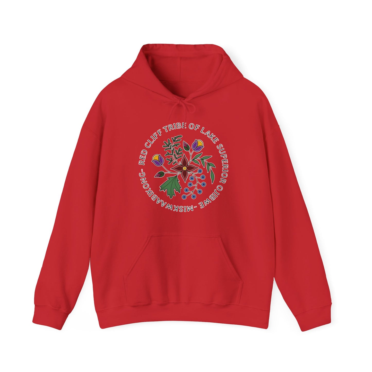 Red Cliff Tribe of Lake Superior Ojibwe Floral Design - Unisex Heavy Blend™ Hooded Sweatshirt