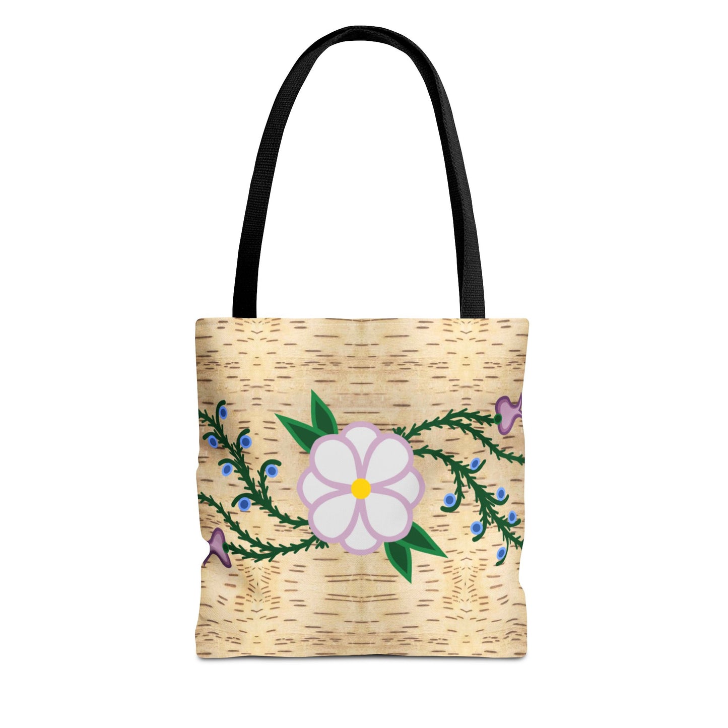 Birch Bark Print Ojibwe Floral Tote Bag