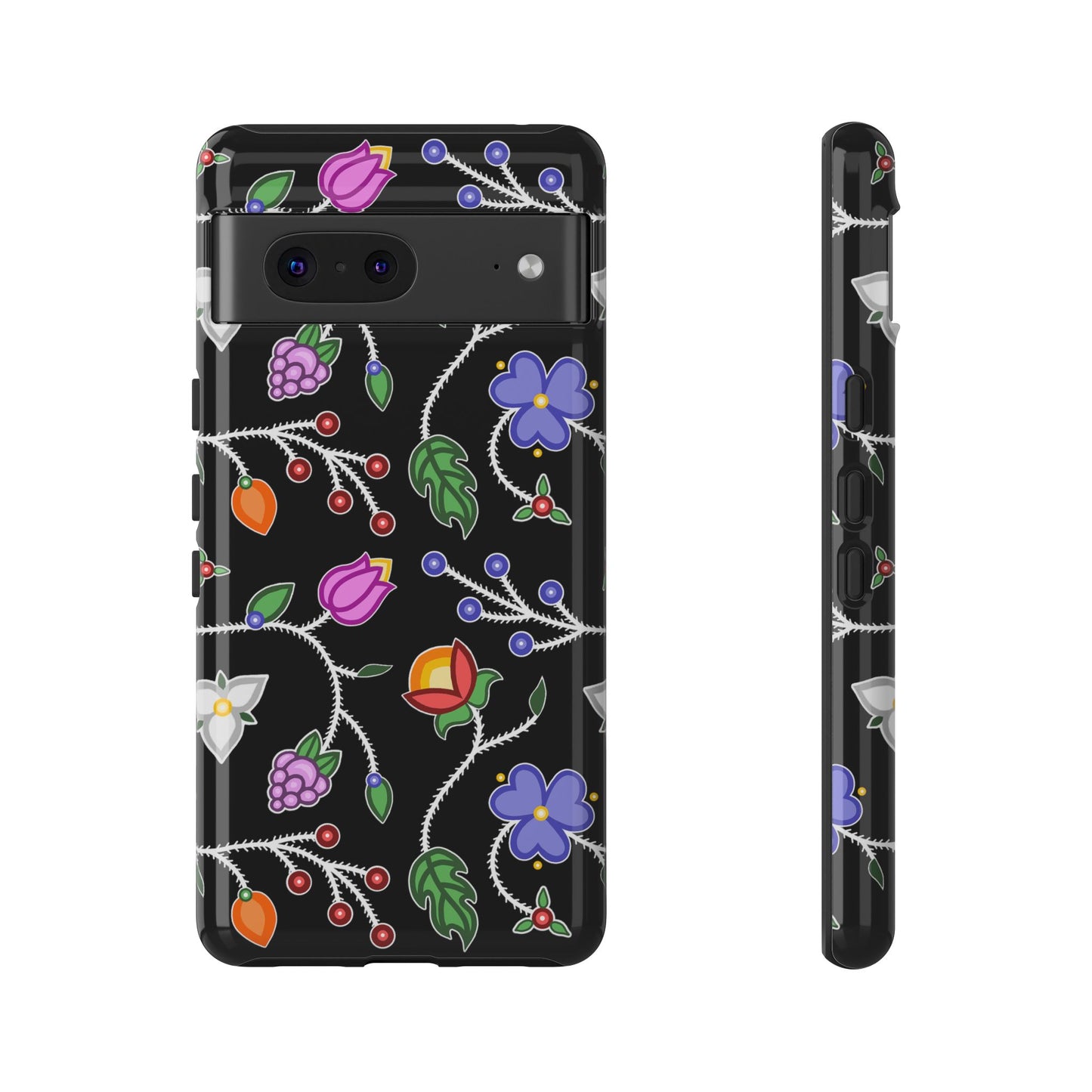 Ojibwe Floral Tough Phone Cases - Black