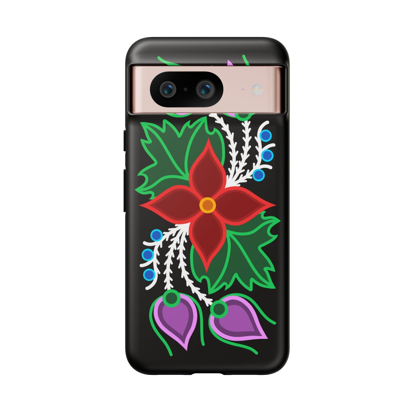 Traditional Ojibwe Floral Tough Phone Cases - Black