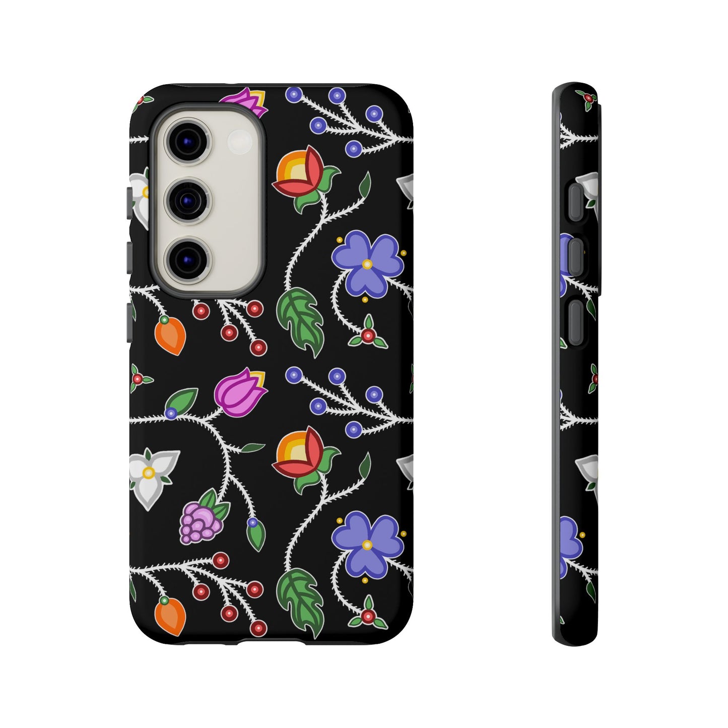 Ojibwe Floral Tough Phone Cases - Black