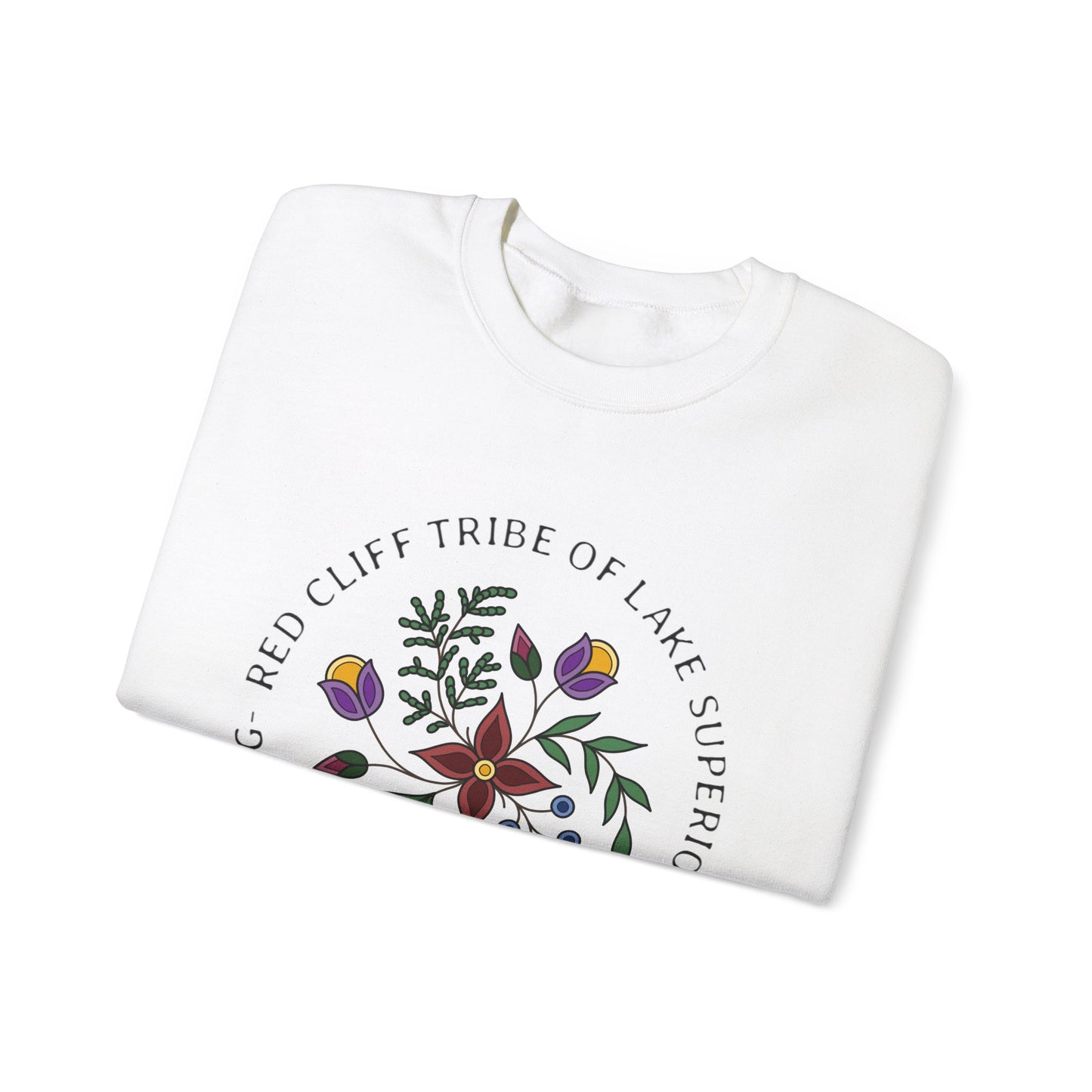 Red Cliff Tribe of Lake Superior Ojibwe Floral Design - Unisex Heavy Blend™ Crewneck Sweatshirt