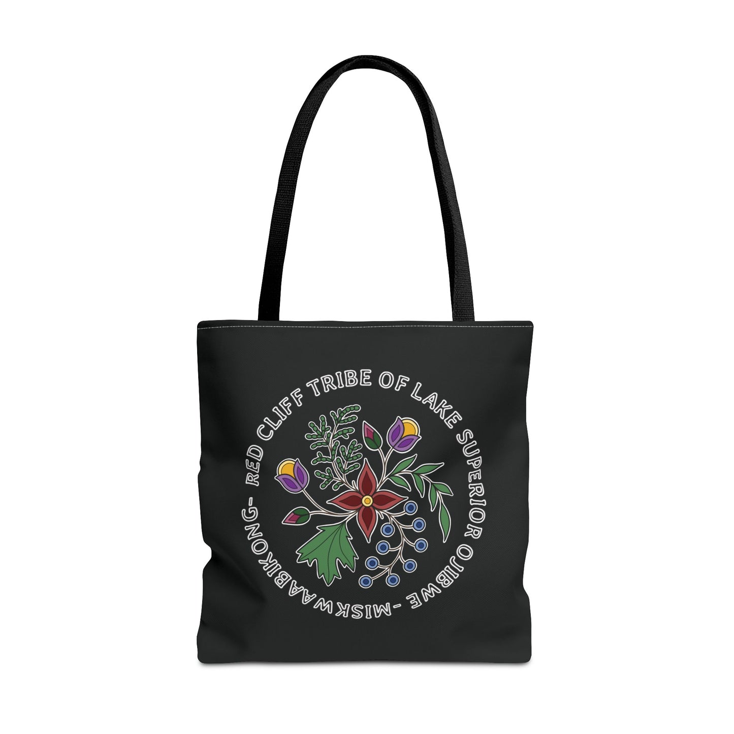 Red Cliff Tribe of Lake Superior Ojibwe Floral Design - Tote Bag - Fire Colors