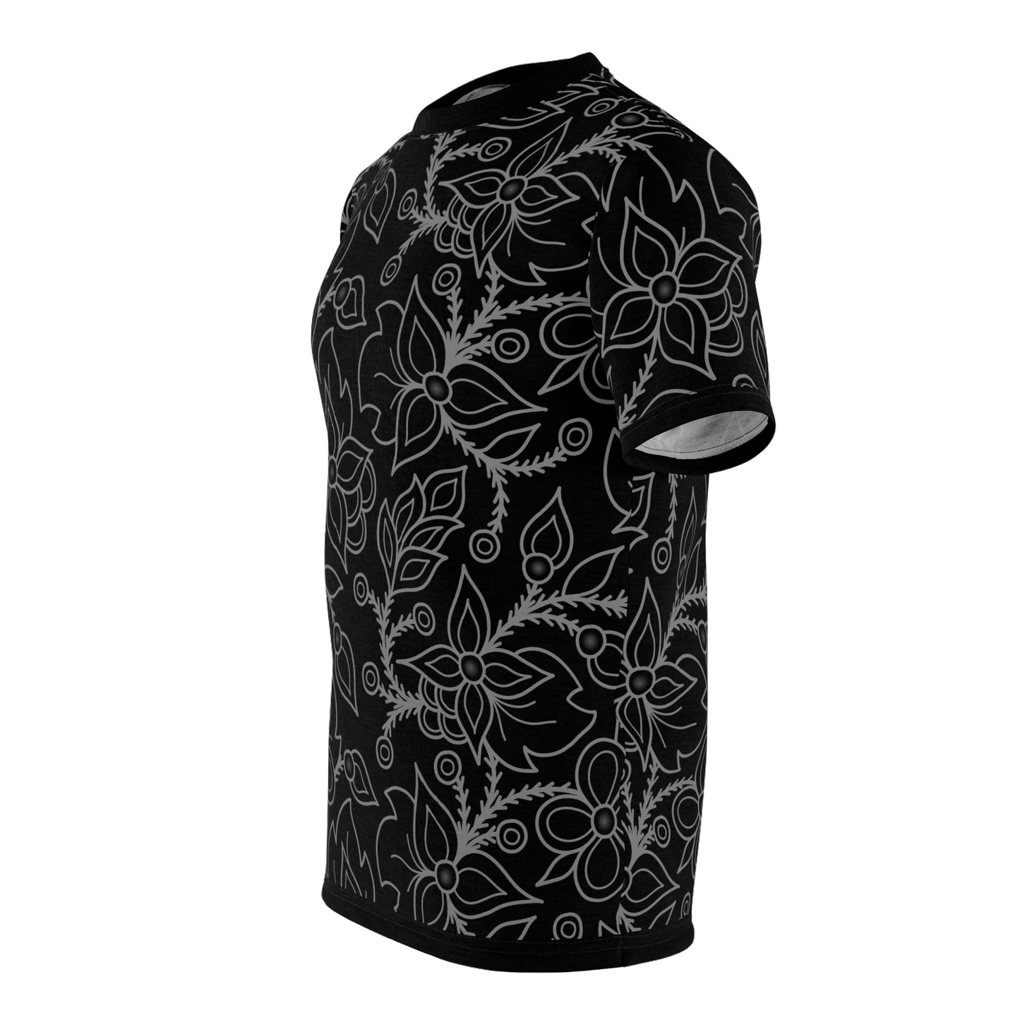 Woodland Floral All-Over-Print Design - Unisex Tee - Black