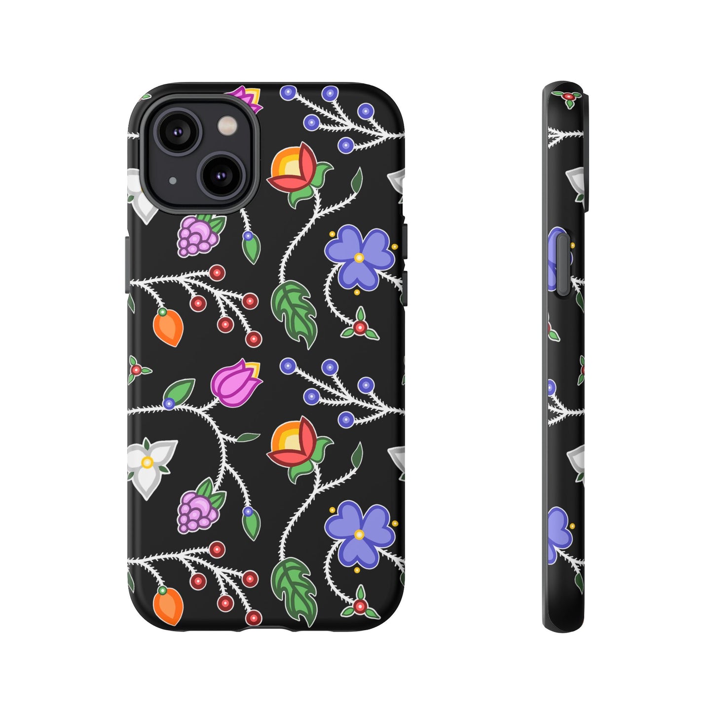 Ojibwe Floral Tough Phone Cases - Black