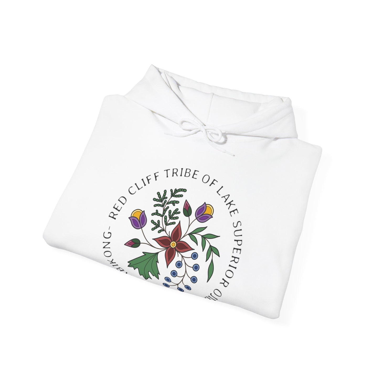 Red Cliff Tribe of Lake Superior Ojibwe Floral Design - Unisex Heavy Blend™ Hooded Sweatshirt