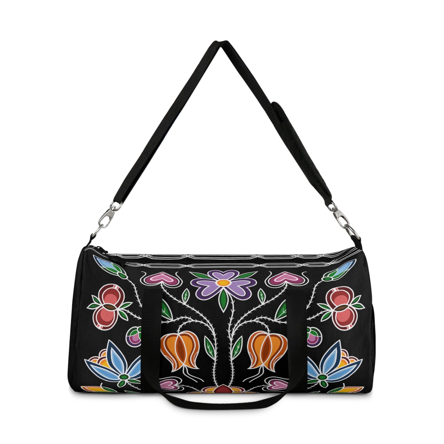 Gashkibidaagan Design - Ojibwe Floral & Otter Track Border Duffel Bag - Two Sizes