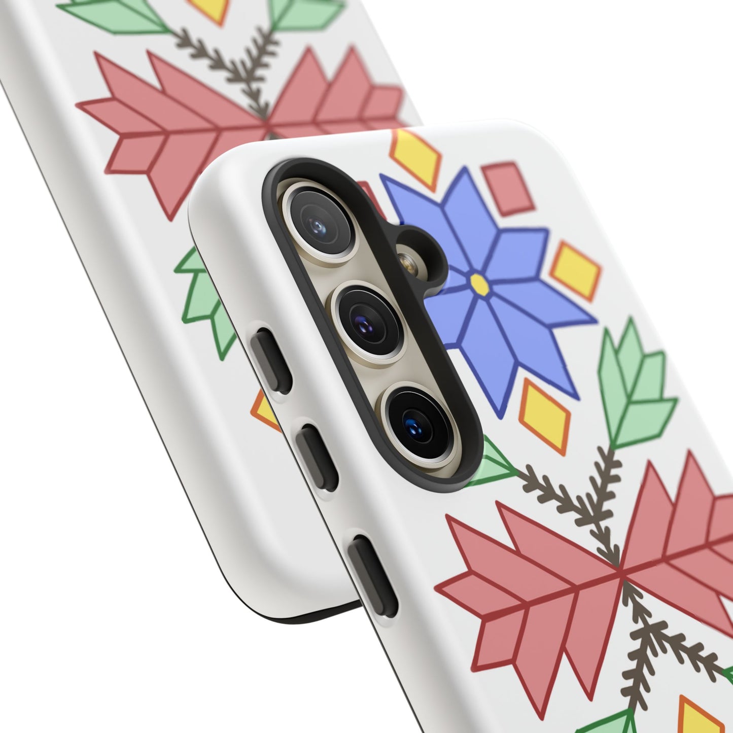 Geometric Ojibwe Floral Tough Phone Cases - White