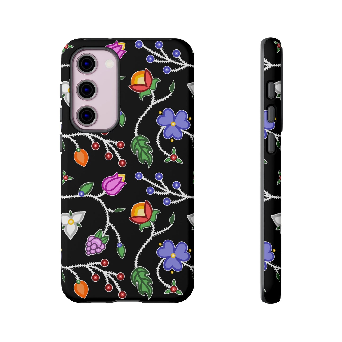 Ojibwe Floral Tough Phone Cases - Black