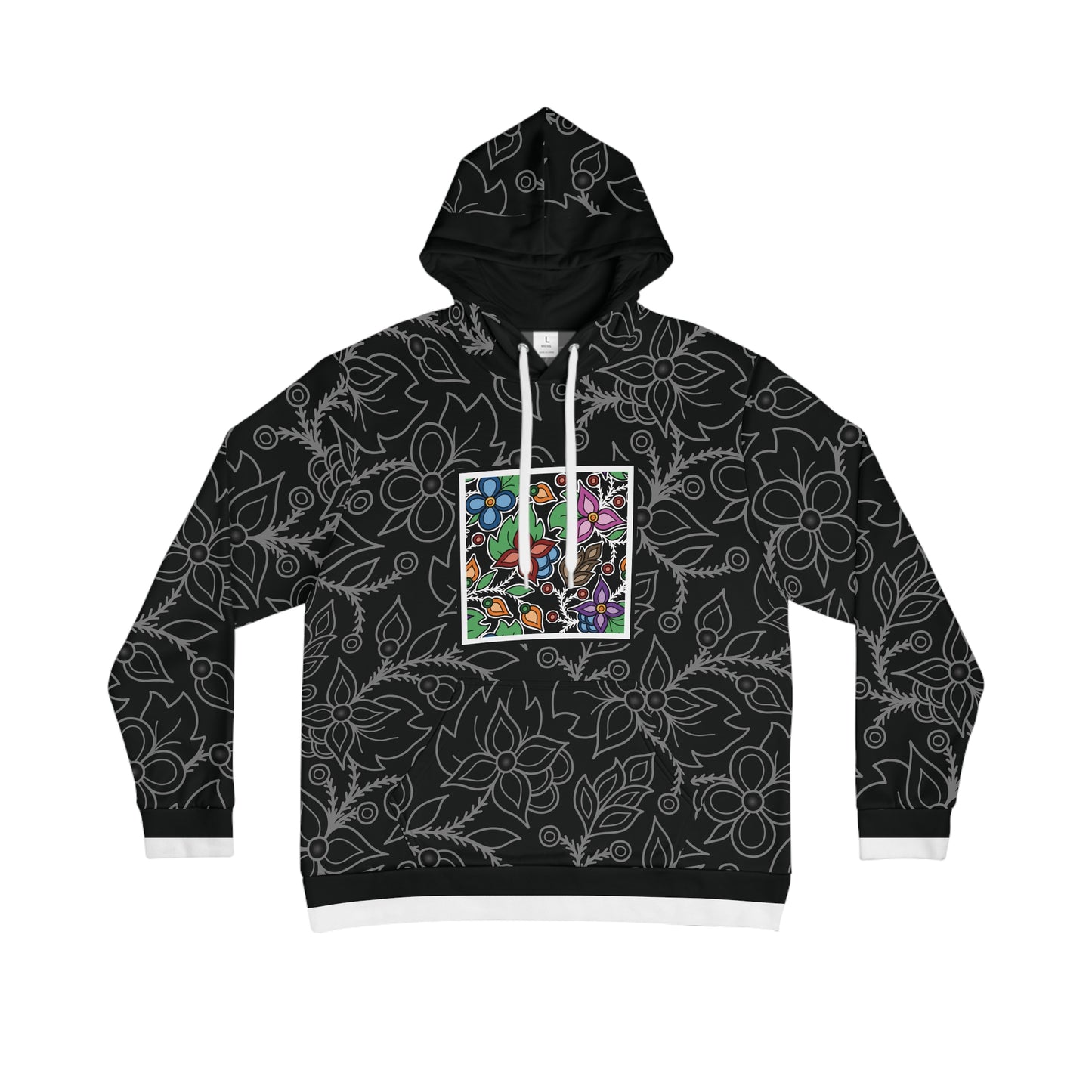 Woodland Ojibwe Floral Panel Design - Unisex Varsity Hoodie